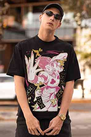 Футболка чоловіча з аніме принтом Мисливець × Мисливець оверсайз (S/M/L) Чорний AnimeJ1169 Дніпро