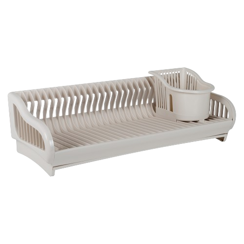 Сушарка для посуду + підставка для ст.приладів 2в1 53*23*19см пластик біла троянда Алеана Житомир - фото 1