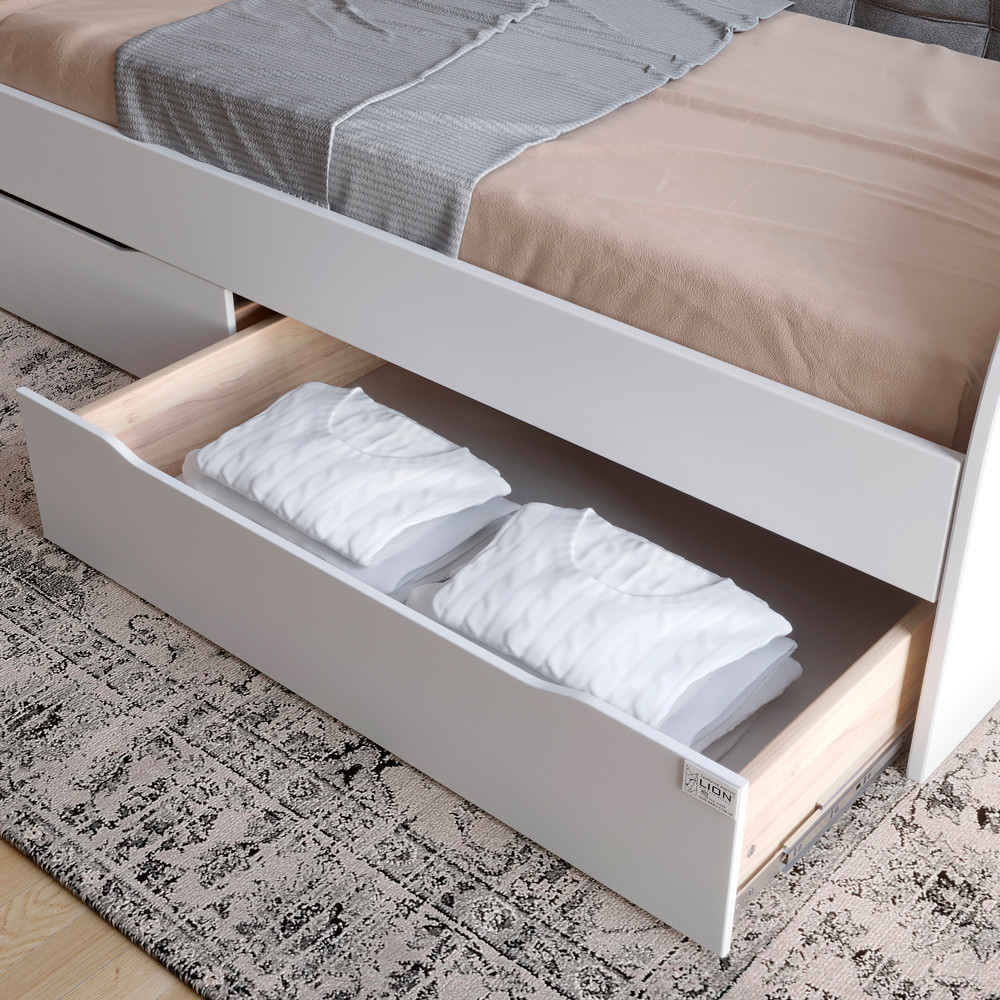 Дитяче односпальне ліжко LION Л-7 з шухлядами та ламелями 90x200 см Німфея Альба (LION-041005) Львів - фото 3