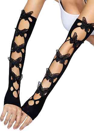 Мітенки Leg Avenue Butterfly applique arm warmers Black, метелики Sex Aura Київ