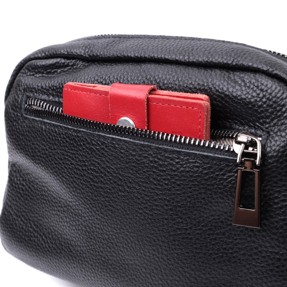 Жіноча сумка прошита ромбами на лицьовій стороні з натуральної шкіри Vintage 22634 Чорна Київ - фото 9