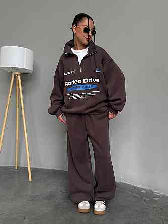 Жіночий стильний оверсайз-костюм тринитка на флісі 50/52 Одеса