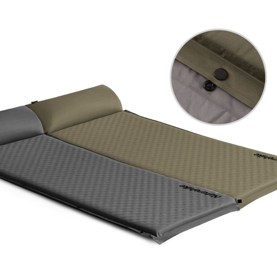 Килимок самонадувний одномісний з подушкою Naturehike CNK2300DZ014, 30мм, темно-зелений Київ - фото 3