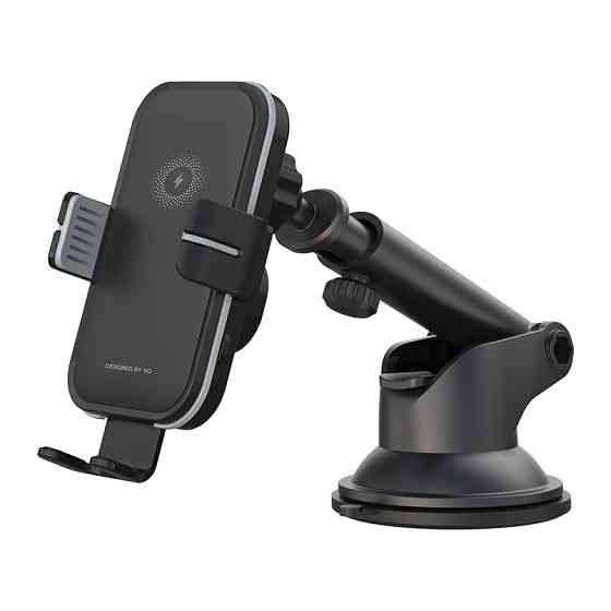 Тримач телефону автомобільний XO з бездротовою зарядкою WX027 15W Wireless Charger+Car Holder чорний Львів