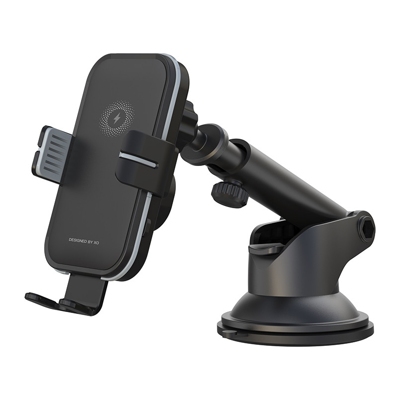 Тримач телефону автомобільний XO з бездротовою зарядкою WX027 15W Wireless Charger+Car Holder чорний Львів - фото 1