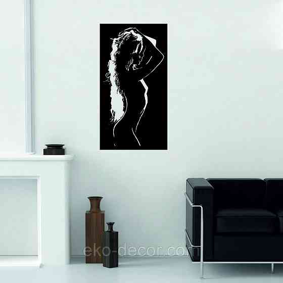 Декоративное настенное Панно «Силуэт женщины», Декор на стену 110*58 см, Черный Киев