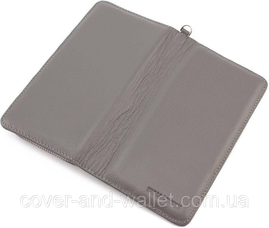 Серый кожаный женский кошелек клатч на молнии Marco Coverna MC 6056 Киев - изображение 4