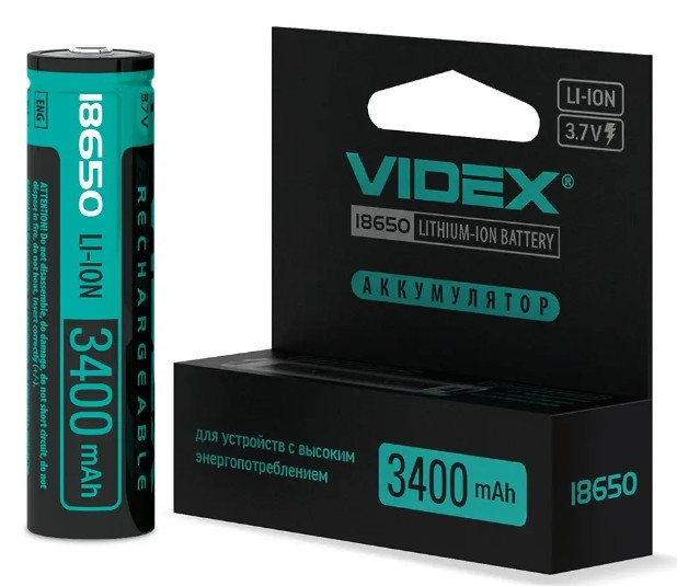 Акумулятор із захистом Videx Li-ion 18650 3400mAh 3,7V Вінниця - фото 1
