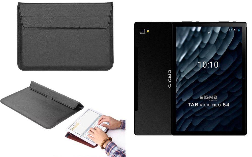 Чохол-конверт VitoCase для Sigma mobile Tab A1010 4G, Tab A1010 Neo, з функцією підставки для планшета Чорний Київ - фото 1
