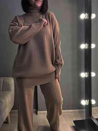 Костюм жіночий My fashion 202401-101 брюки зі стрілкою шнурок та подовжений светр оверсайз one size, Одеса