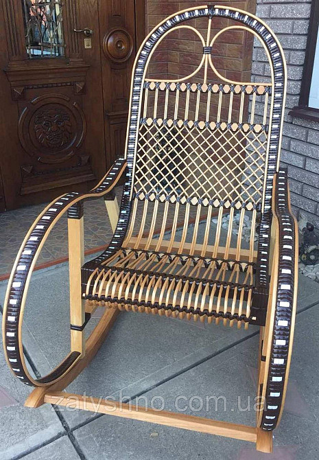 Качалка крісло ротангове | крісло-гойдалка з ротанга | крісло гойдалка плетена з підставкою Київ - фото 9