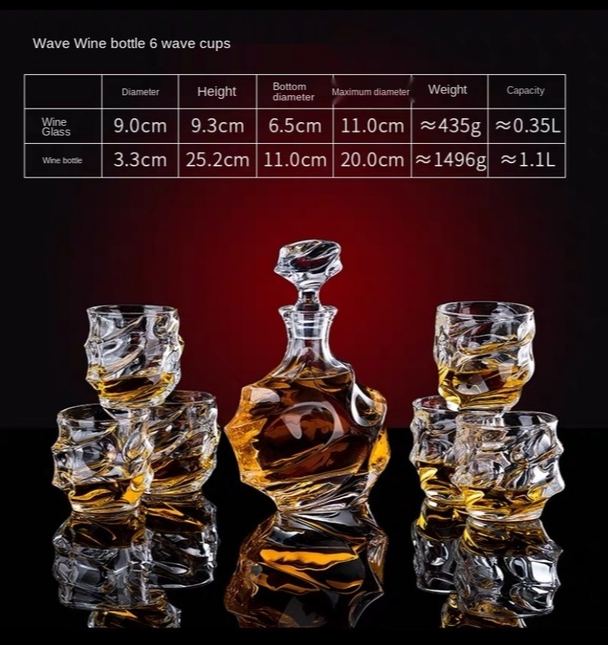 НАБОР Декантер и 6 бокалов, Штоф, Графин для крепких напитков МАССИВНЫЙ Calypso Кременчуг - изображение 1