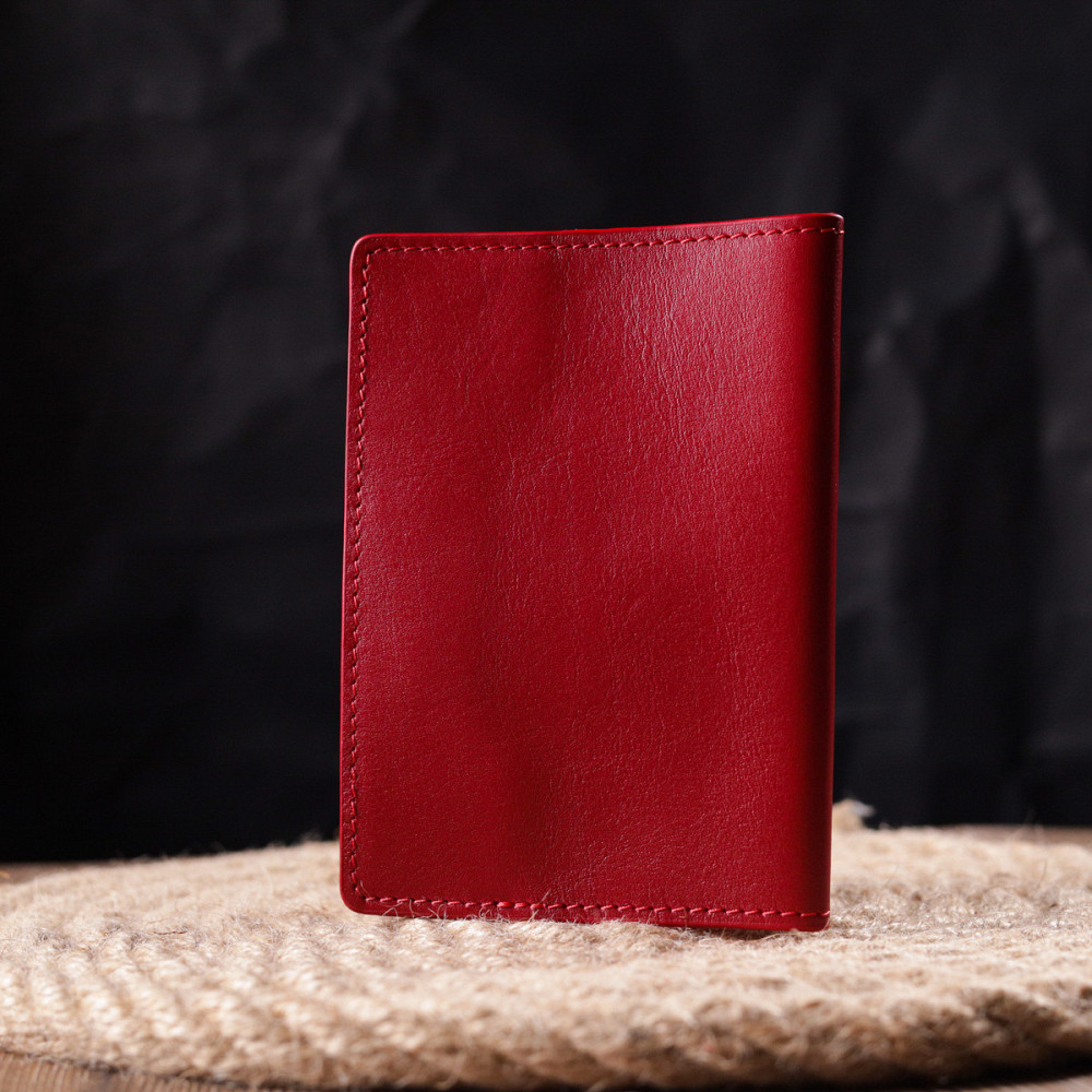 Яркая кожаная обложка на паспорт Карта GRANDE PELLE 16775 Красная Киев - изображение 8