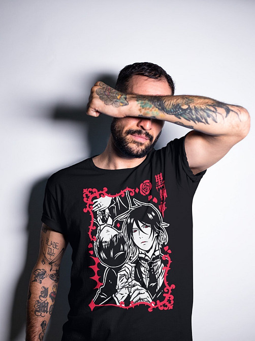 Футболка аниме Себастиан Киел Блакк Бутлер оверсайз (S/M/L) Черний AnimeJ0431 Днепр - изображение 2