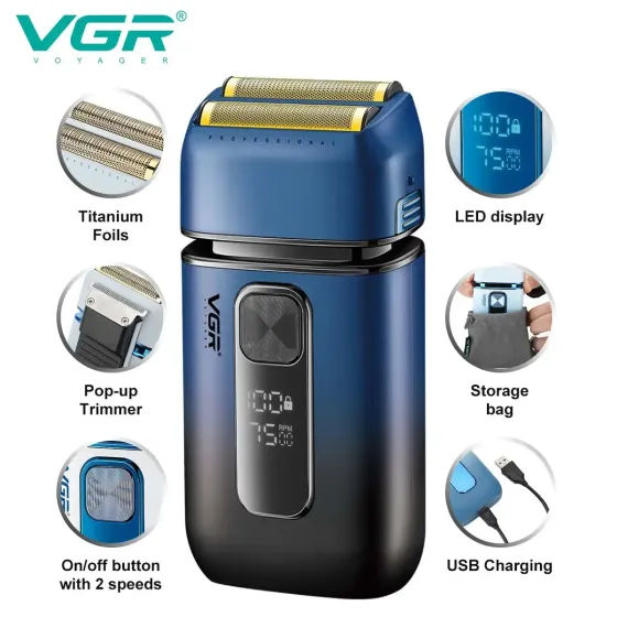 Электробритва VGR V-362 шейвер, двойное лезвие, IPX6, LED дисплей Коломыя
