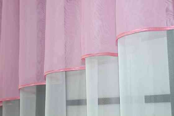 Кухонная занавеска VR-Textil № 047к розовый с белым 270х170 см (50-740) Киев