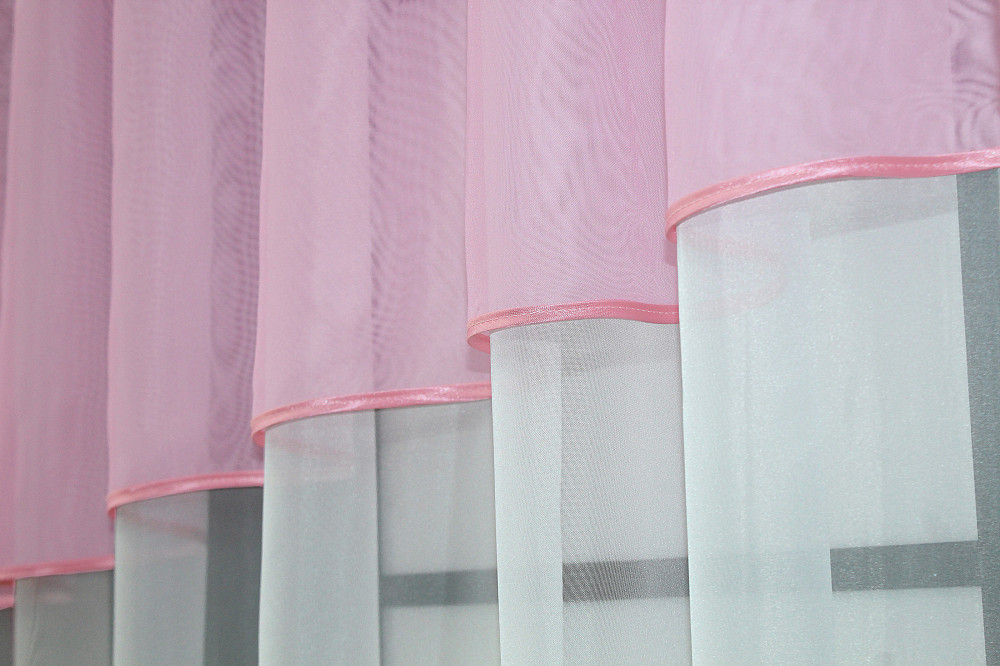 Кухонная занавеска VR-Textil № 047к розовый с белым 270х170 см (50-740) Киев - изображение 3