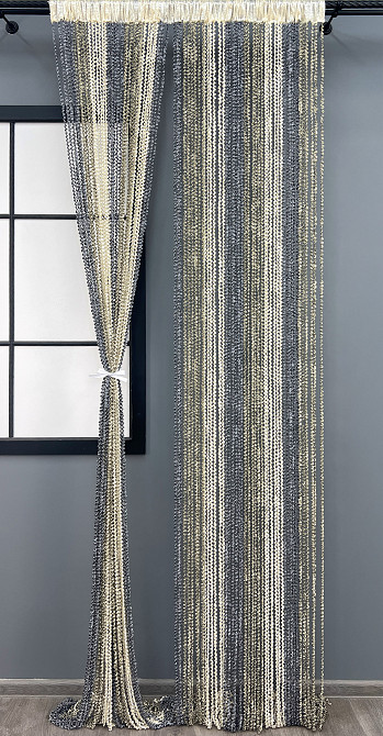 Штори-нитки спіраль з люрексом Сірий з молочно-бежевим 300х300см 1 шт (61-123) Київ - фото 3