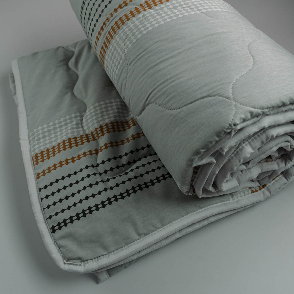 Ковдра конопляна зимова Сатин Горес YouStar полуторна 140х210 см (Сірий) Суми - фото 4
