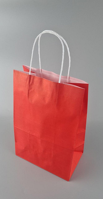 Пакет с ручками бумажный 28*19*11,5  КРАСНЫЙ (25 шт) Харьков - изображение 1