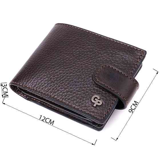 Практичное портмоне из люксовой зернистой кожи флотар GRANDE PELLE 22876 Коричневый Киев