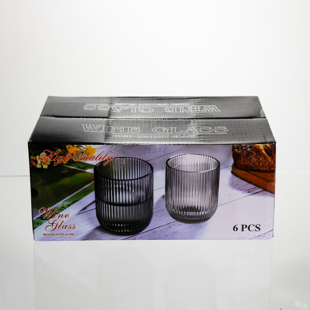 Набір скляних стаканів 6 штук 250 мл для напоїв Бурштиновий Yiwu HP-19-207 Київ - фото 4