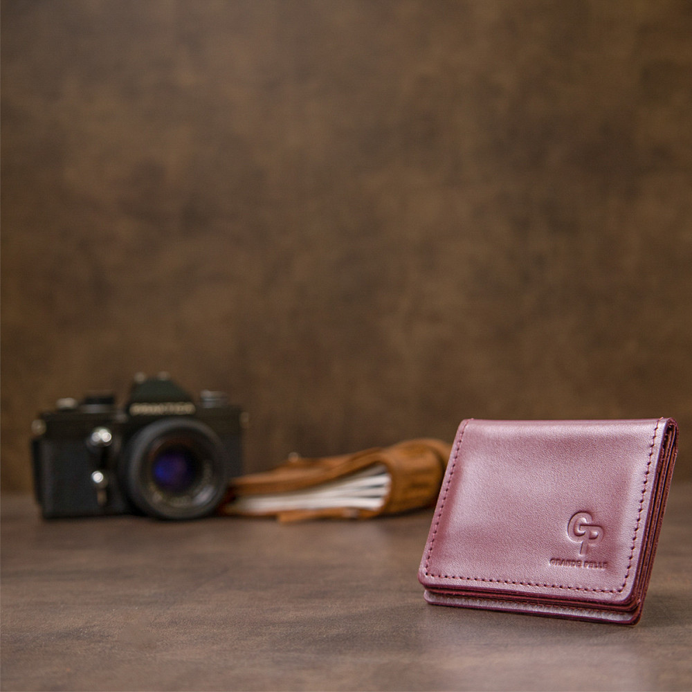 Шкіряна обкладинка для автодокументів Бордовий (GRANDE PELLE) Київ - фото 2