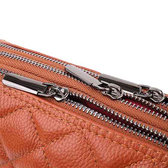 Жіноча сумка прошита модними ромбами з натуральної шкіри Vintage sale_15143 Рудий Київ