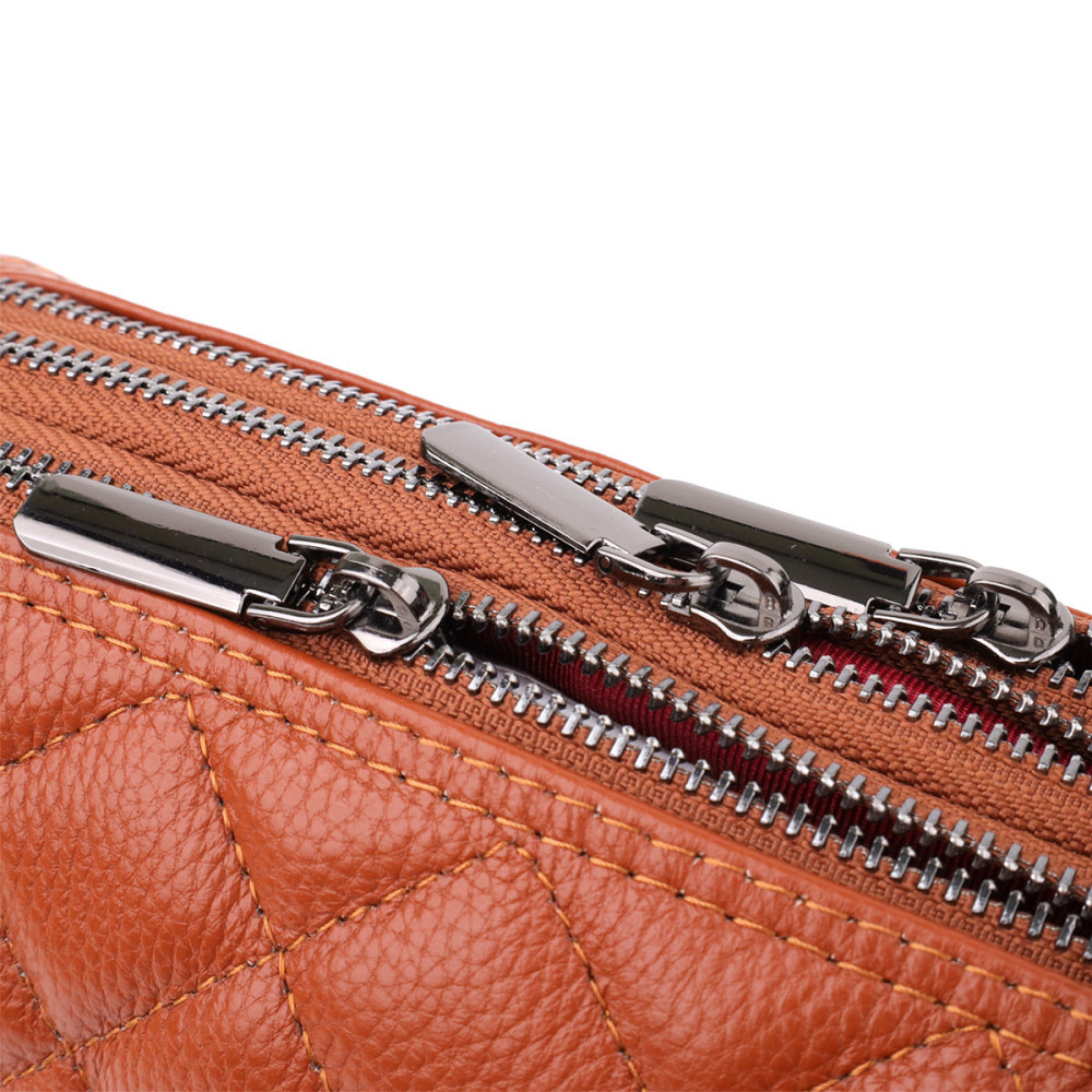 Жіноча сумка прошита модними ромбами з натуральної шкіри Vintage sale_15143 Рудий Київ - фото 3