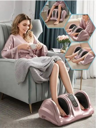 Масажер для ніг (роликовий, компресійний масаж, вібрація, прогрів) Benbo АМ-04 Рожевий Київ