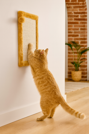 Дряпка-килимок Trixie для котів з іграшкою на мотузці бежева 55х35 см Київ