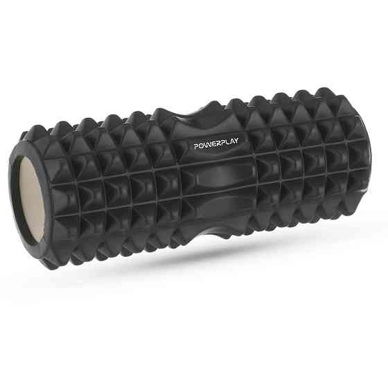 Массажный ролик, валик для массажа спины, массажер для спины, шеи, ног PowerPlay 33x12см Черный Киев