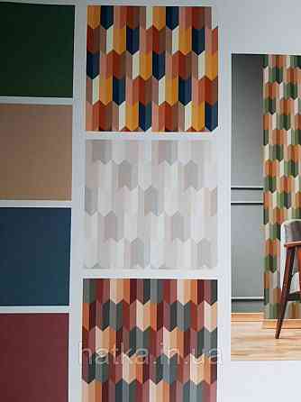 Шпалери вінілові на флізелін Petite Fleur 4 Rasch Texti 288697 на синьому тлі червоні птиці бірюзові квіти Київ