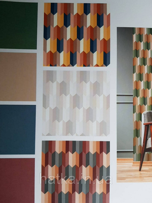 Шпалери вінілові на флізелін Petite Fleur 4 Rasch Texti 288697 на синьому тлі червоні птиці бірюзові квіти Київ - фото 1