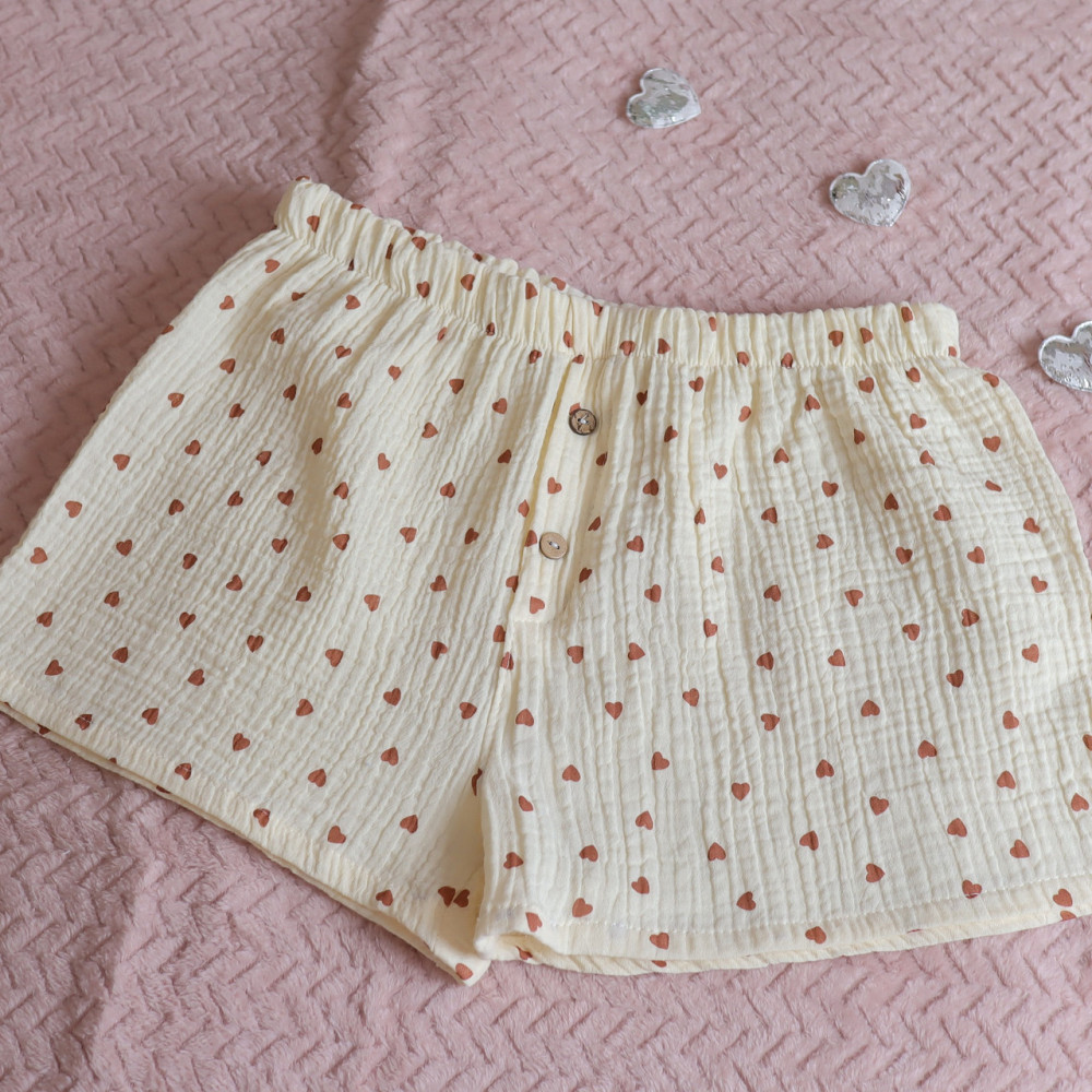 Муслінові чоловічі труси-шорти коричневі серця на ванільному 42 Кам'янець-Подільський - фото 1