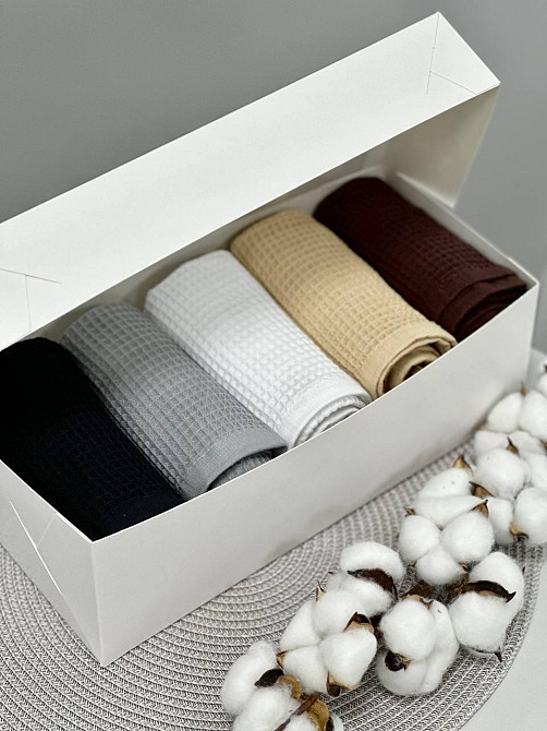 Подарунковий набір вафельных полотенец Ideal Textile 6 шт (56860964) монохром Чернівці - фото 1