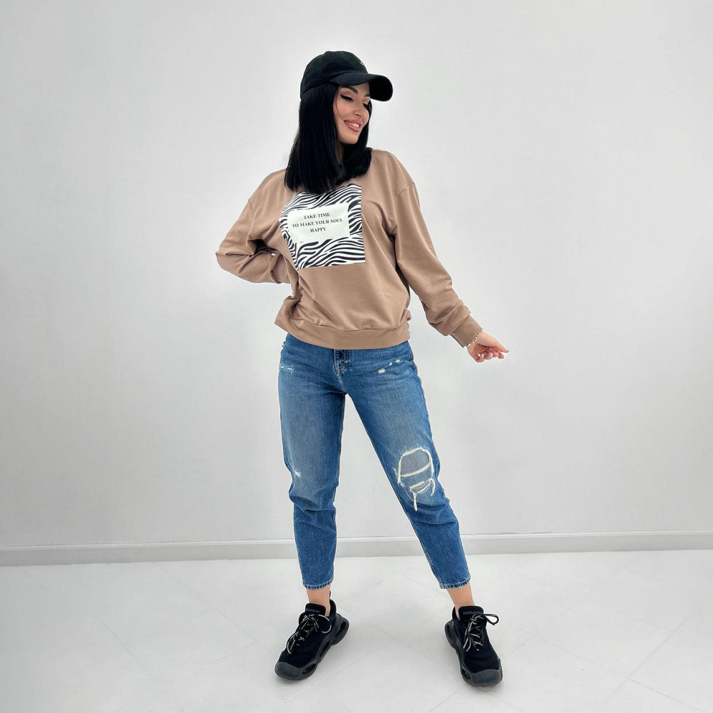 Женский свитшот с анималистичным принтом Wild 46-48, Капучино Киев - изображение 3