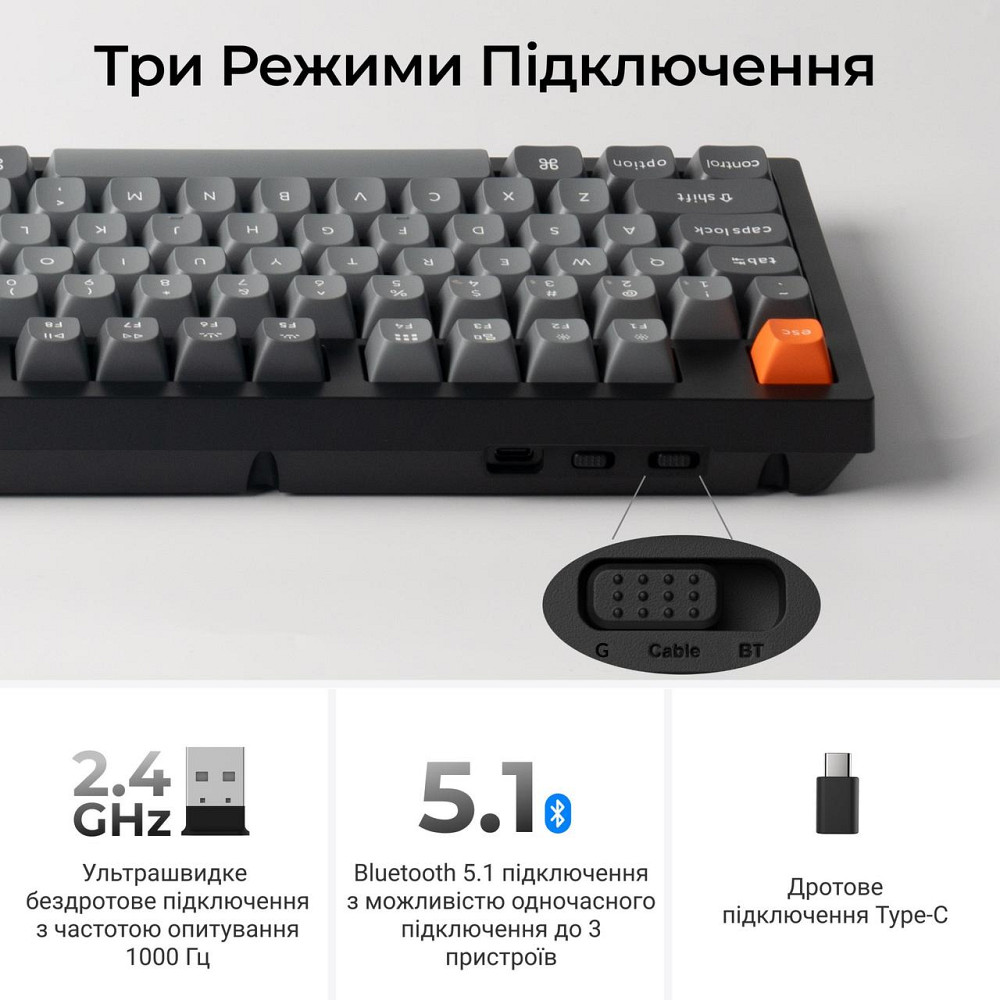Клавіатура бездротова Keychron K10 Max Keychron Super Banana Switch Black RGB (K10M-H4-UA) ( 25092 ) Харьков - изображение 10