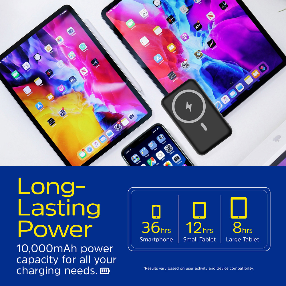 УМБ Energizer Magnetic Wireless 10000mAh 22.5W PD USB-A, USB-C In/Out, Black Вінниця - фото 7