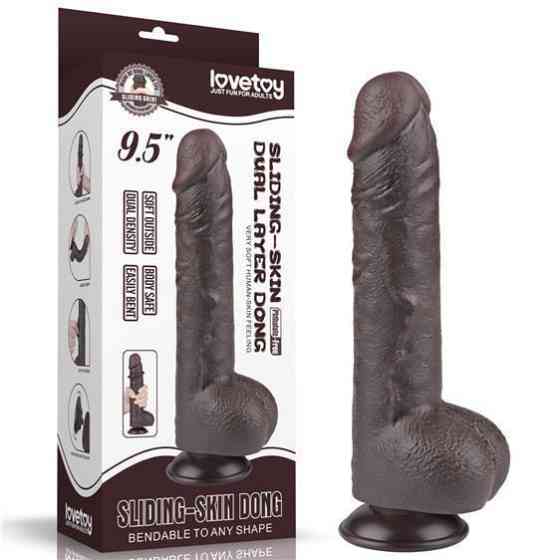 Фалоімітатор - Sliding-Skin Dual Layer Dong 9.5" Black Sex Aura Київ