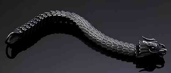 Сталевий чоловічий браслет Дракон RESTEQ. Тяжкий браслет Дракон. Браслет металевий Дракон 22 см Київ