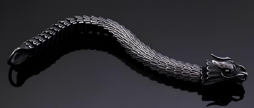 Сталевий чоловічий браслет Дракон RESTEQ. Тяжкий браслет Дракон. Браслет металевий Дракон 22 см Київ - фото 6