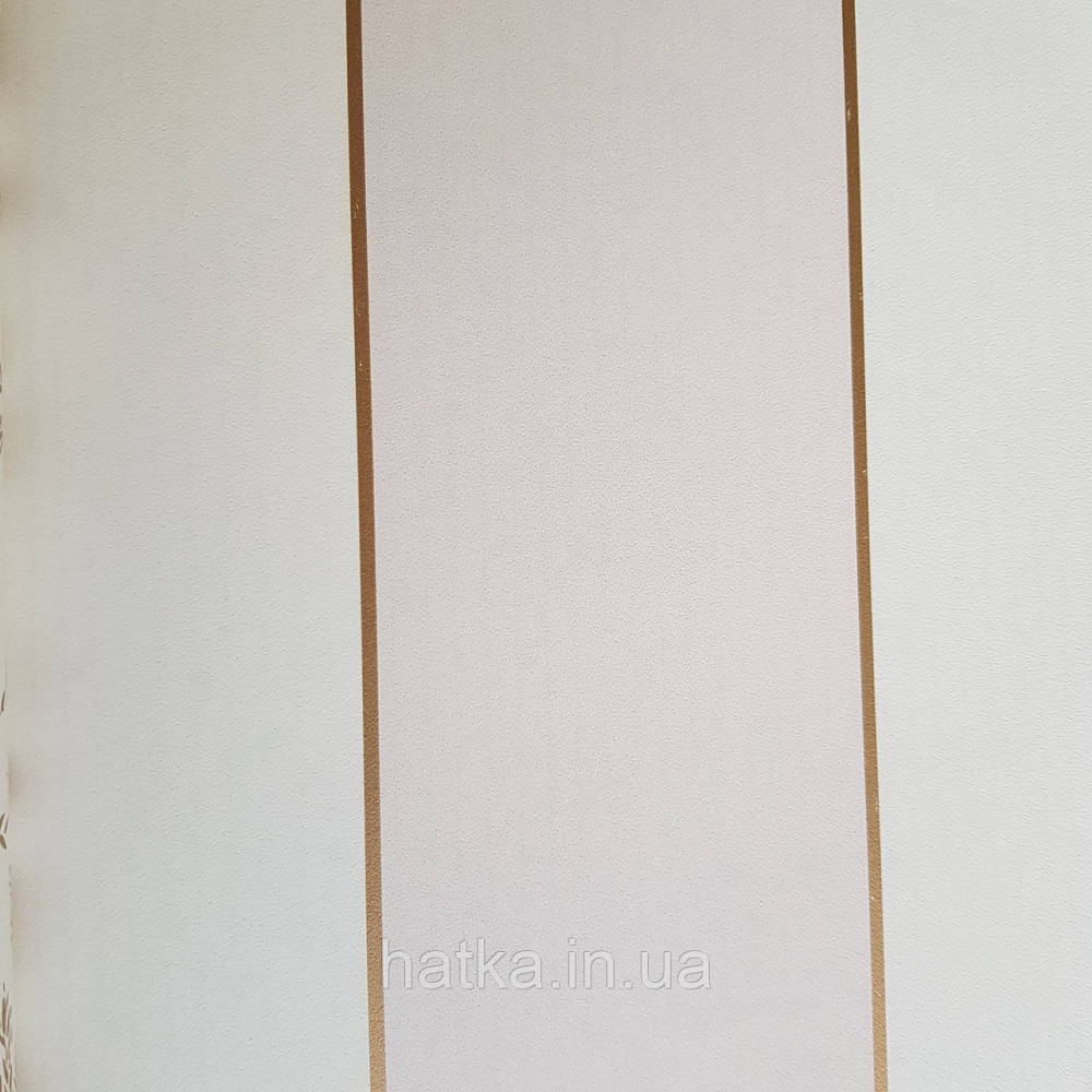 Шпалери вінілові на флізелін Caselio The Place to bed 0.53х10 м смуги білі кремові золотисті Київ - фото 1