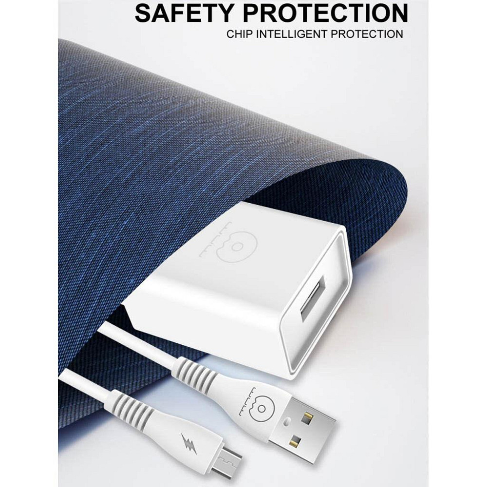 Сетевое зарядное устройство с кабелем WUW-T82 Single USB home charger set micro Одесса - изображение 5
