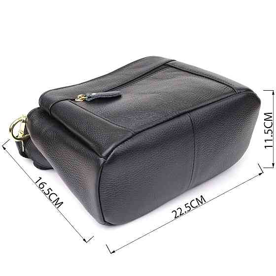 Классическая кожаная сумка для женщин с тремя отделениями Vintage 22978 Черный Киев