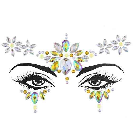 Стрази наклейки на обличчя для дітей і дорослих one size жовтий Київ