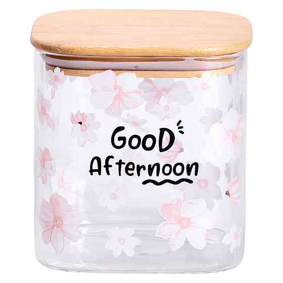 Банка для сипучих продуктів з бамбуковою кришкою 800 мл ємність для сипучих скло HP-34-25 Київ