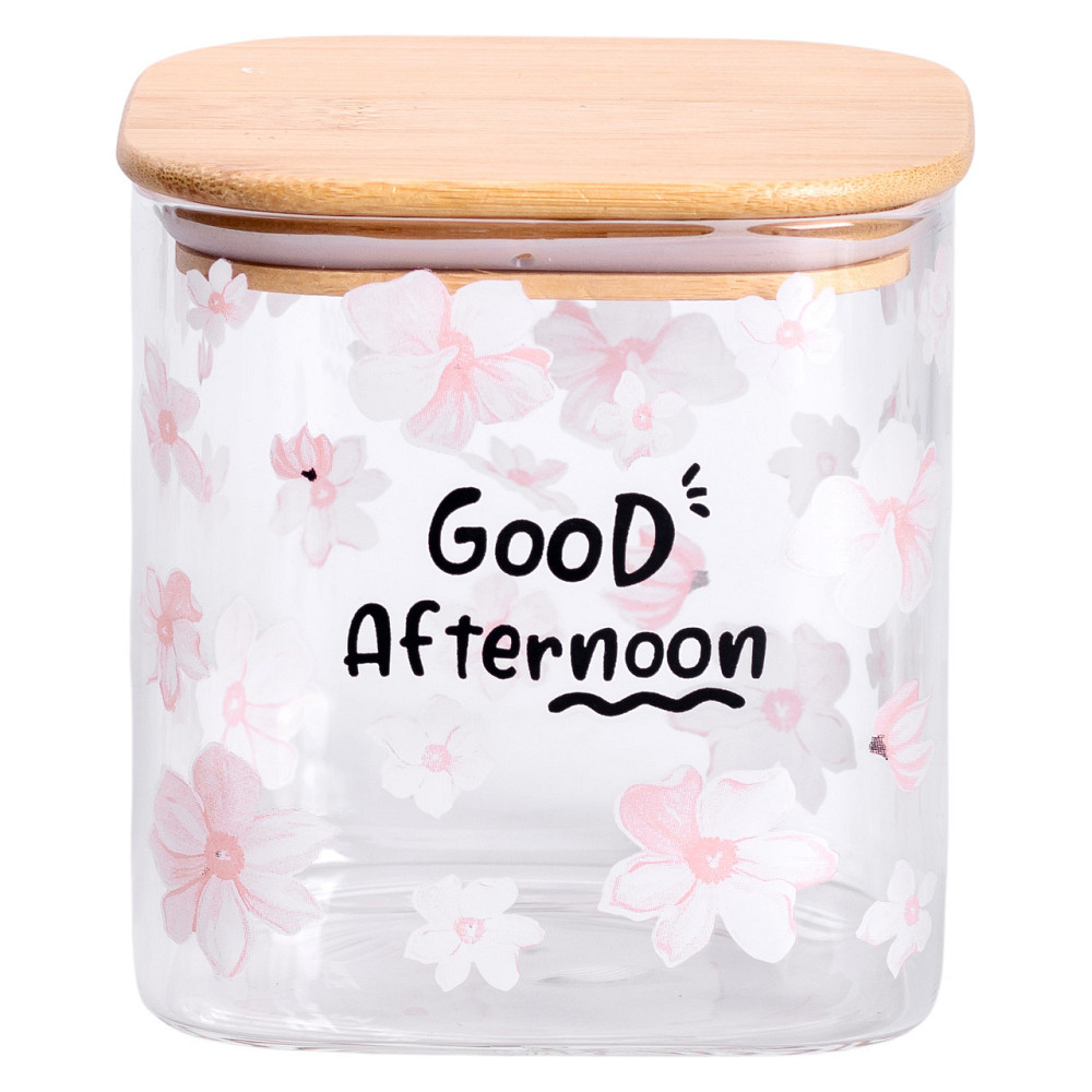 Банка для сипучих продуктів з бамбуковою кришкою 800 мл ємність для сипучих скло HP-34-25 Київ - фото 1