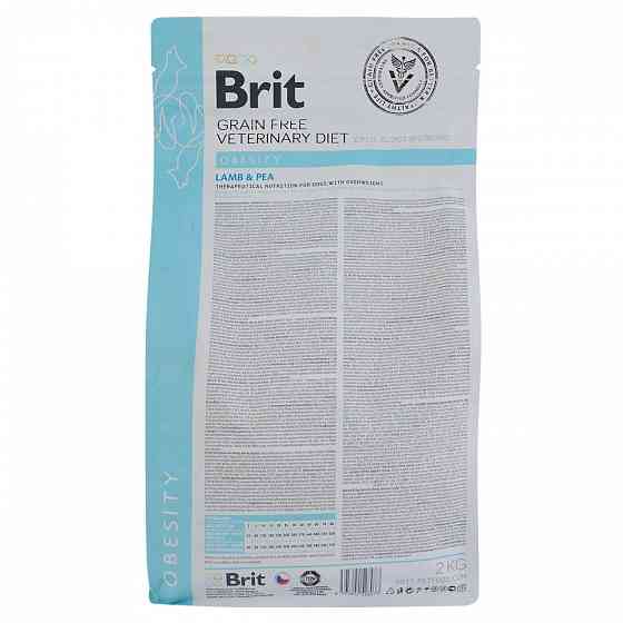 Сухий корм Brit GF VetDiet Dog Obesity для собак, корекція ваги, з ягням, індичкою та горохом, 2 кг Вінниця