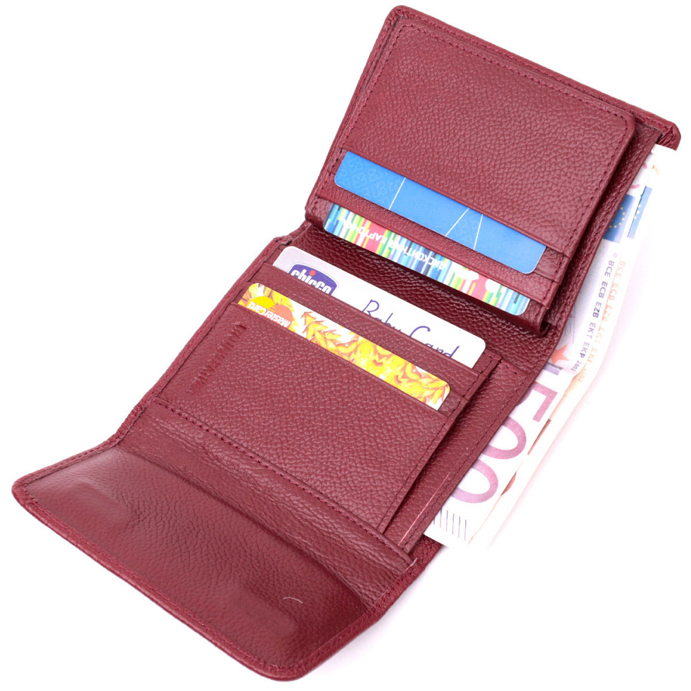 Кожаный женский кошелек с монетницей Бордовый (ST Leather) Киев - изображение 10